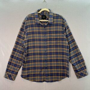 Rails - Men’s blue brown plaid flannel cotton blend button down shirt top SZ XL